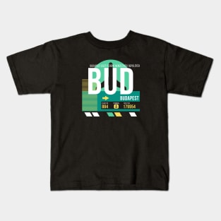 Budapest (BUD) Airport // Retro Sunset Baggage Tag Kids T-Shirt